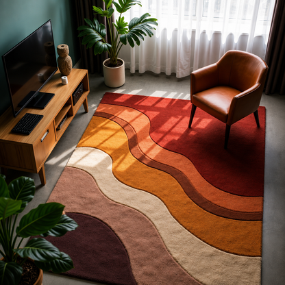 Sienna Wave Abstract Rug | Hand Tufted Wool Rug by Rug Cult