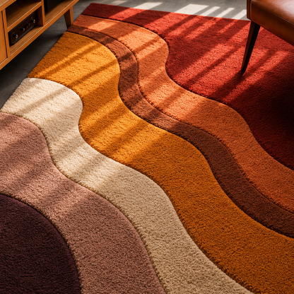 Sienna Wave Abstract Rug | Hand Tufted Wool Rug by Rug Cult