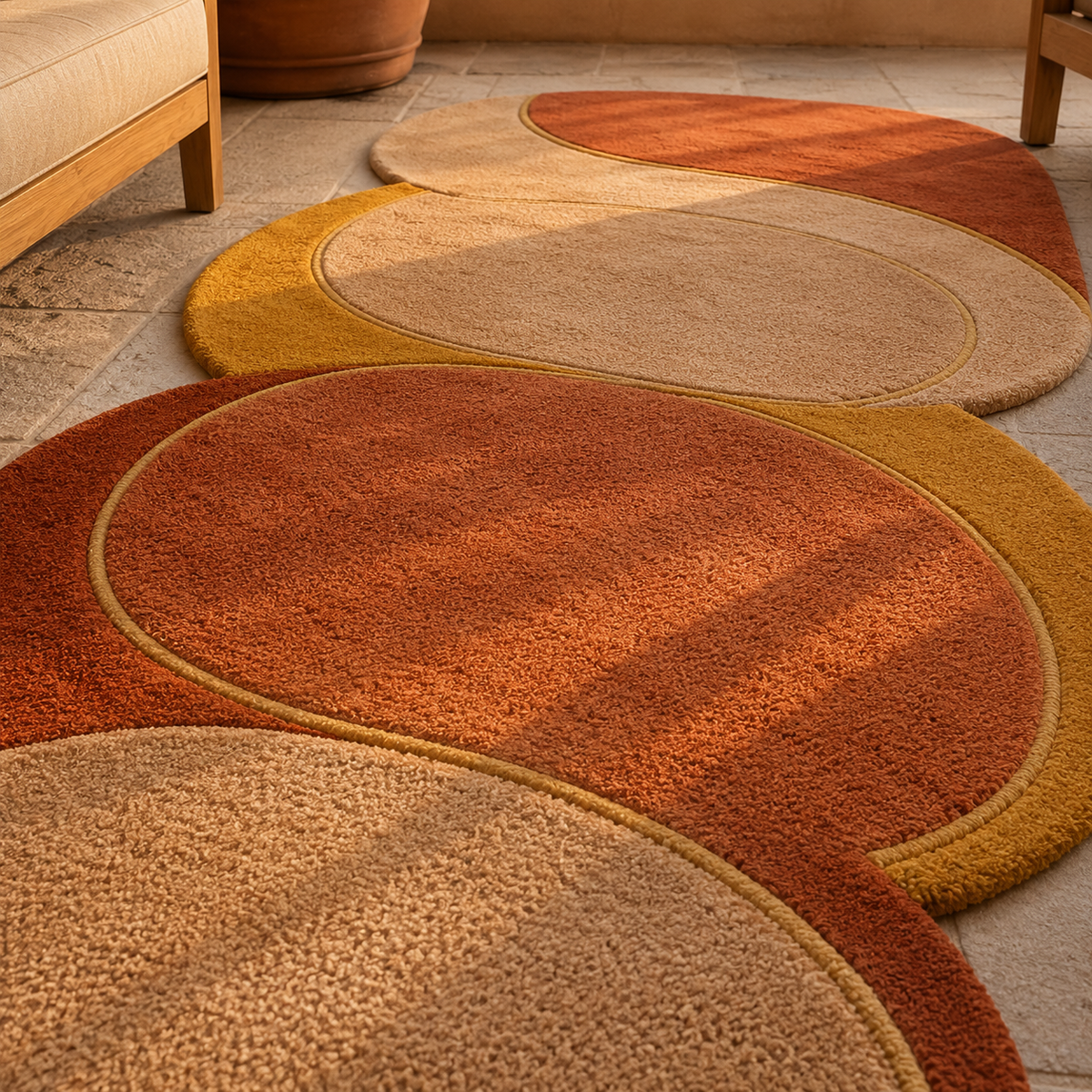 Terracotta Tide Designer Rug | Hand Tufted Wool Rug by Rug Cult