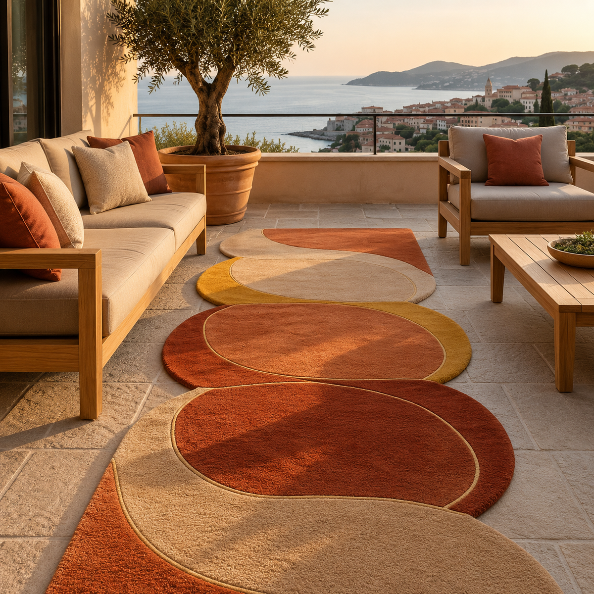 Terracotta Tide Designer Rug | Hand Tufted Wool Rug by Rug Cult