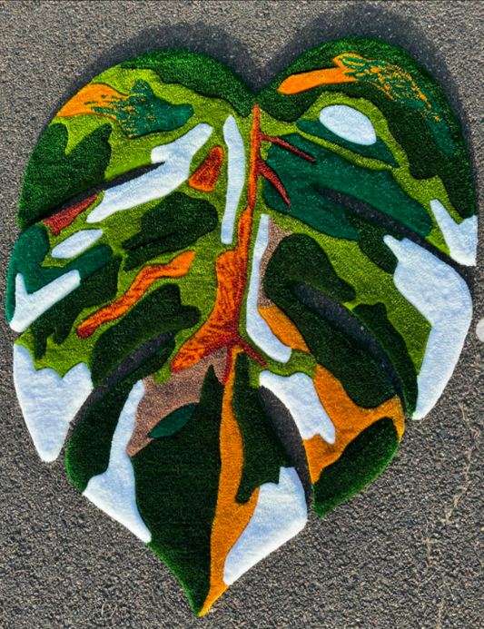 Tropical Monstera Leaf Rug | Hand Tufted Wool Rug by Rug Cult