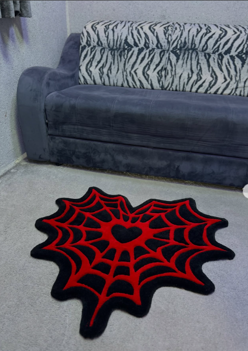 Velvet Spiderweb Heart Rug | Hand Tufted Wool Rug by Rug Cult