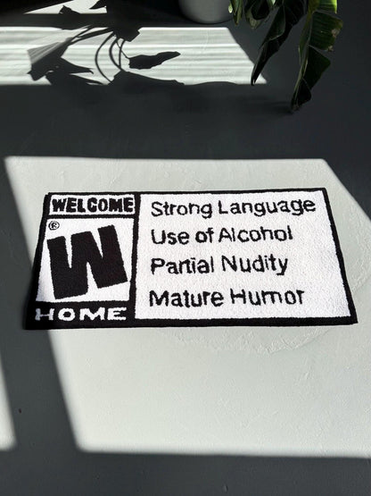 Welcome Home Warning Rug | Hand Tufted Wool Rug by Rug Cult